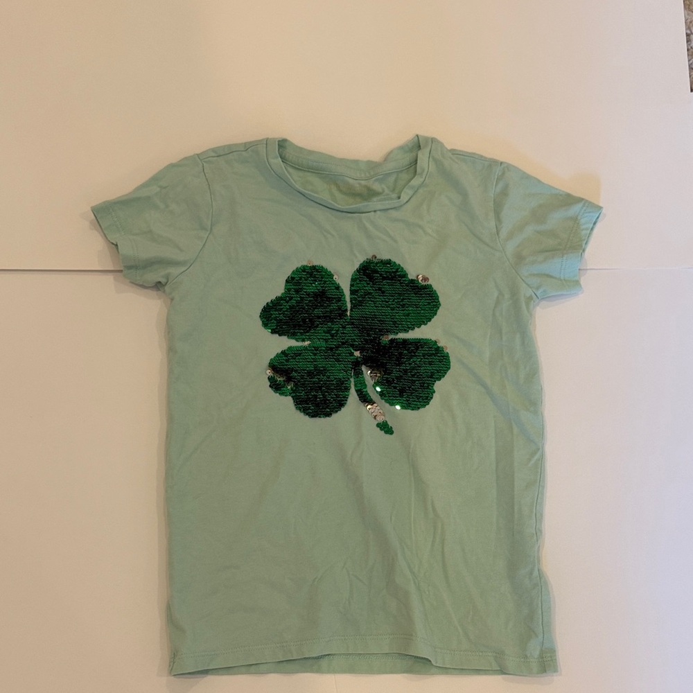 Crewcuts Kids Light Green Sequin Clover T-Shirt
